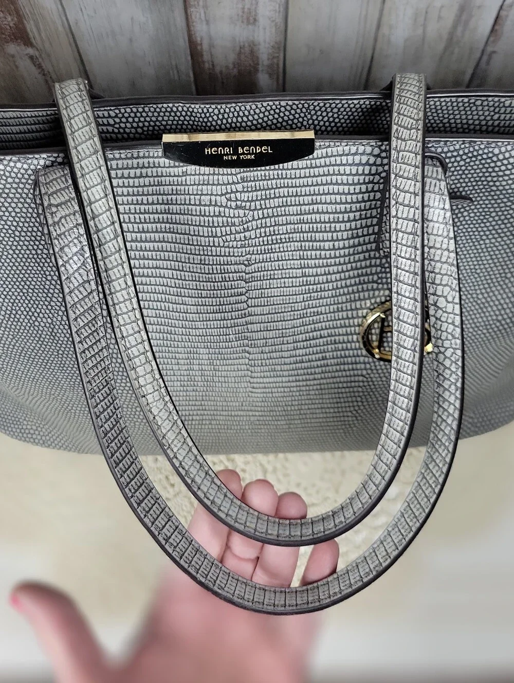 henri bendel Lizard-embossed Tote - Picture 9 of 10